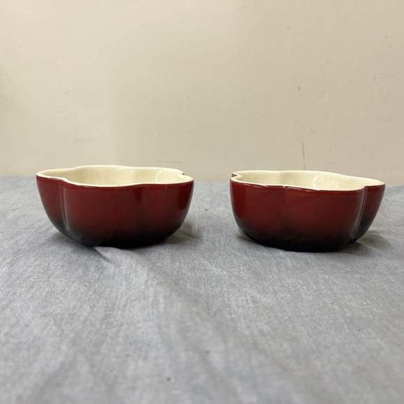 (2) Denby Flower Individual Mini Casserole Dish Cherry Red Discontinued Ramekin - Picture 4 of 11